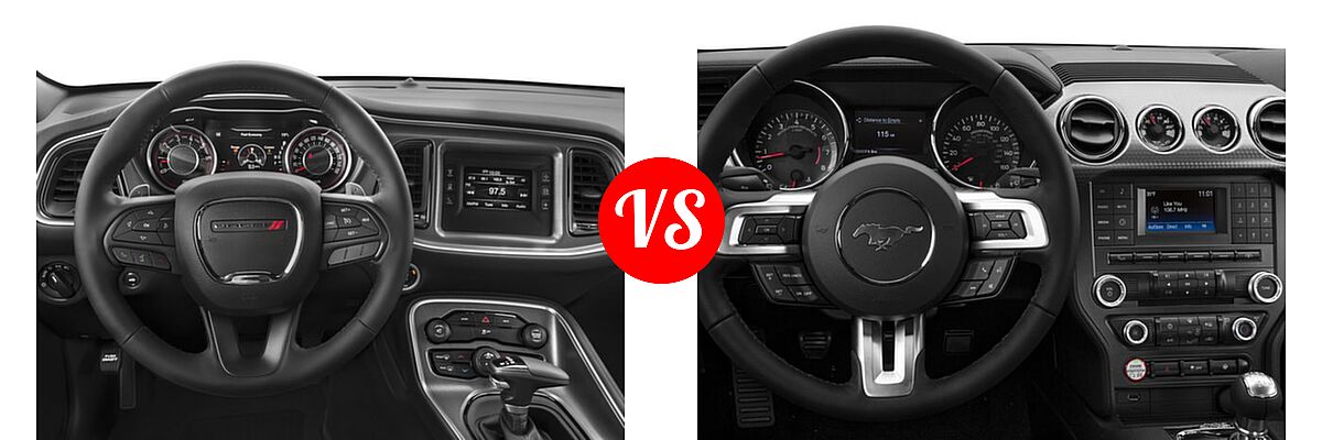 2016 Dodge Challenger Coupe SXT / SXT Plus vs. 2016 Ford Mustang Coupe GT / GT Premium - Dashboard Comparison