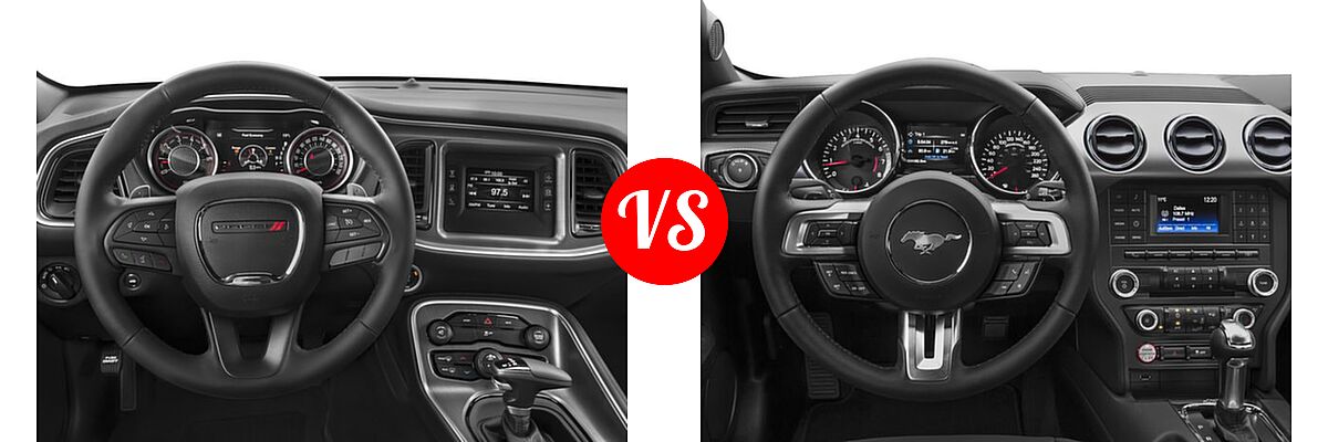 2016 Dodge Challenger Coupe SXT / SXT Plus vs. 2016 Ford Mustang Coupe EcoBoost / EcoBoost Premium / V6 - Dashboard Comparison