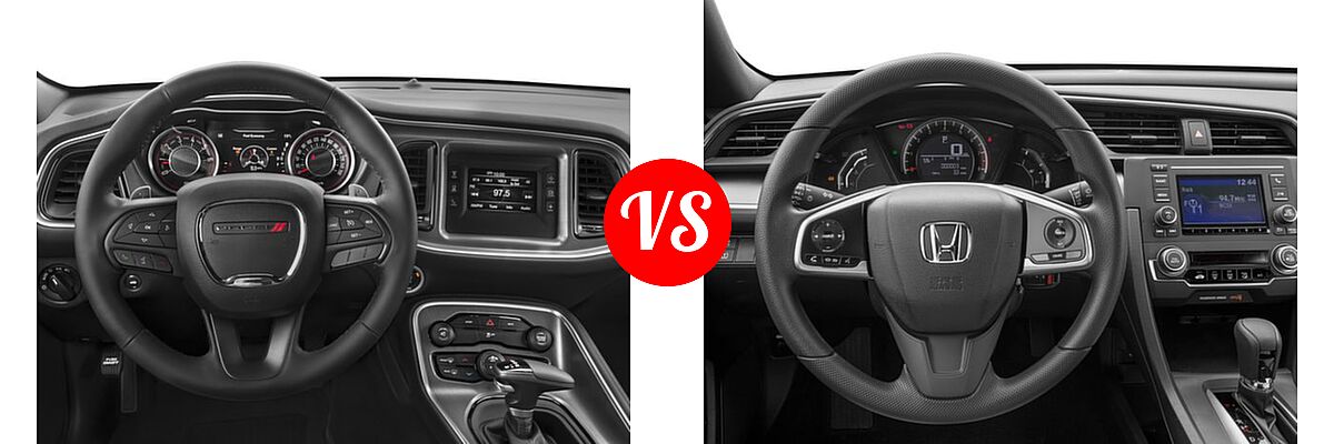 2016 Dodge Challenger Coupe SXT / SXT Plus vs. 2016 Honda Civic Coupe LX - Dashboard Comparison