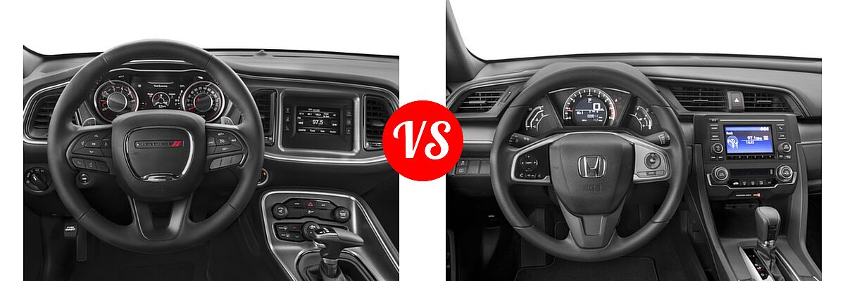 2016 Dodge Challenger Coupe SXT / SXT Plus vs. 2016 Honda Civic Coupe LX-P - Dashboard Comparison
