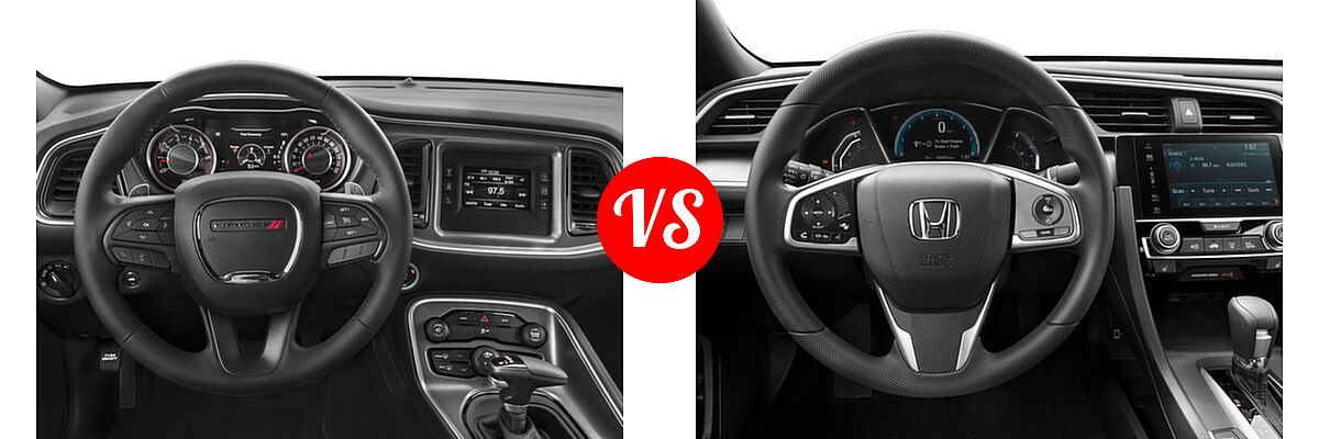 2016 Dodge Challenger Coupe SXT / SXT Plus vs. 2016 Honda Civic Coupe EX-T - Dashboard Comparison