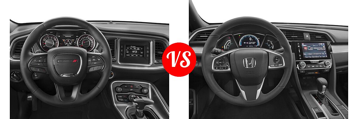 2016 Dodge Challenger Coupe SXT / SXT Plus vs. 2016 Honda Civic Coupe EX-L - Dashboard Comparison