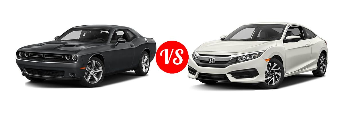 2016 Dodge Challenger Coupe SXT / SXT Plus vs. 2016 Honda Civic Coupe LX - Front Left Comparison