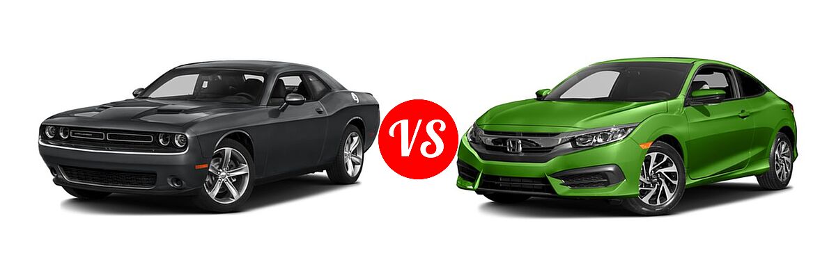 2016 Dodge Challenger Coupe SXT / SXT Plus vs. 2016 Honda Civic Coupe LX-P - Front Left Comparison