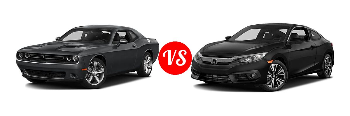 2016 Dodge Challenger Coupe SXT / SXT Plus vs. 2016 Honda Civic Coupe EX-T - Front Left Comparison