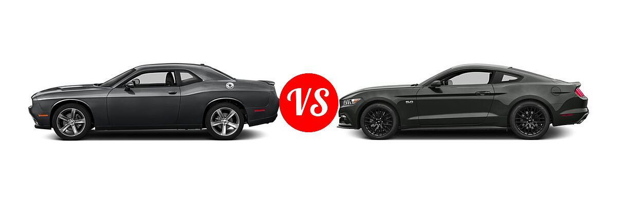 2016 Dodge Challenger Coupe SXT / SXT Plus vs. 2016 Ford Mustang Coupe GT / GT Premium - Side Comparison
