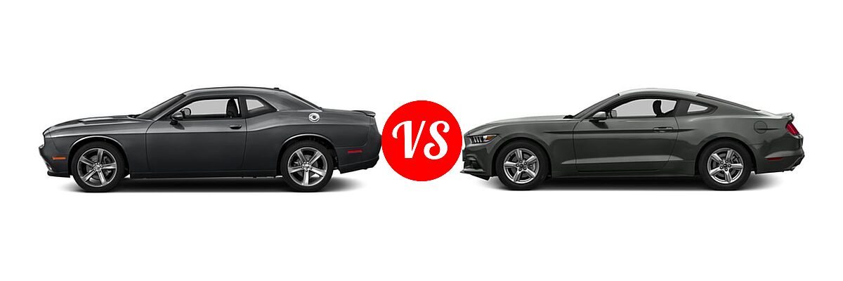 2016 Dodge Challenger Coupe SXT / SXT Plus vs. 2016 Ford Mustang Coupe EcoBoost / EcoBoost Premium / V6 - Side Comparison