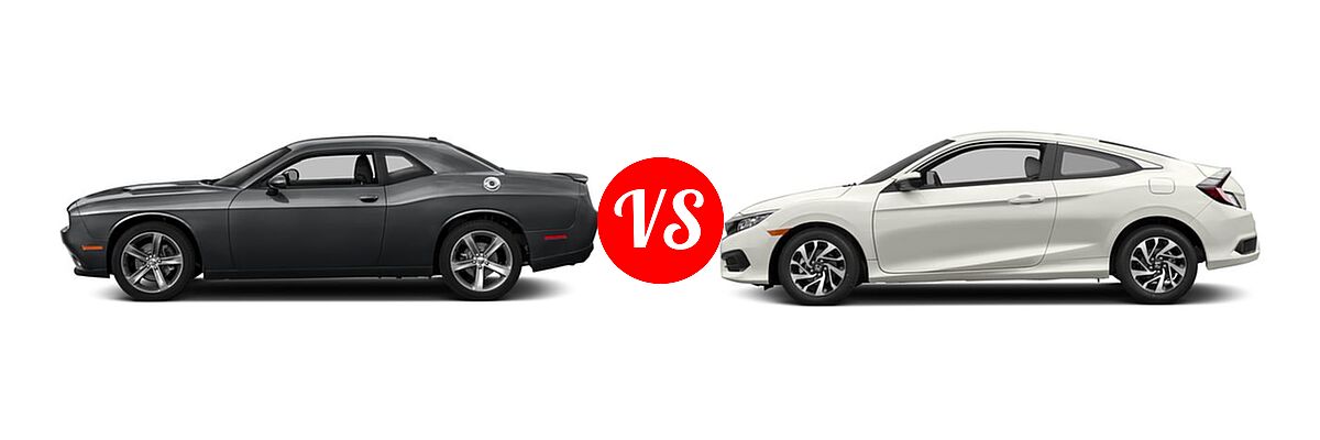 2016 Dodge Challenger Coupe SXT / SXT Plus vs. 2016 Honda Civic Coupe LX - Side Comparison