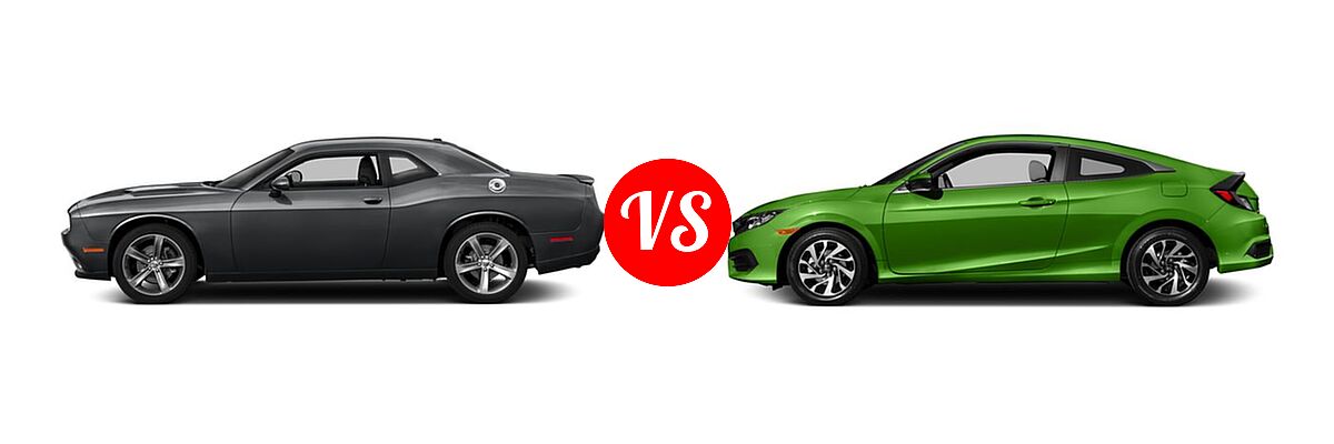 2016 Dodge Challenger Coupe SXT / SXT Plus vs. 2016 Honda Civic Coupe LX-P - Side Comparison