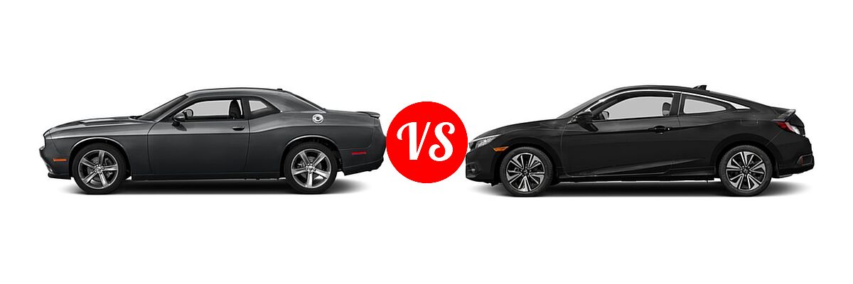 2016 Dodge Challenger Coupe SXT / SXT Plus vs. 2016 Honda Civic Coupe EX-T - Side Comparison