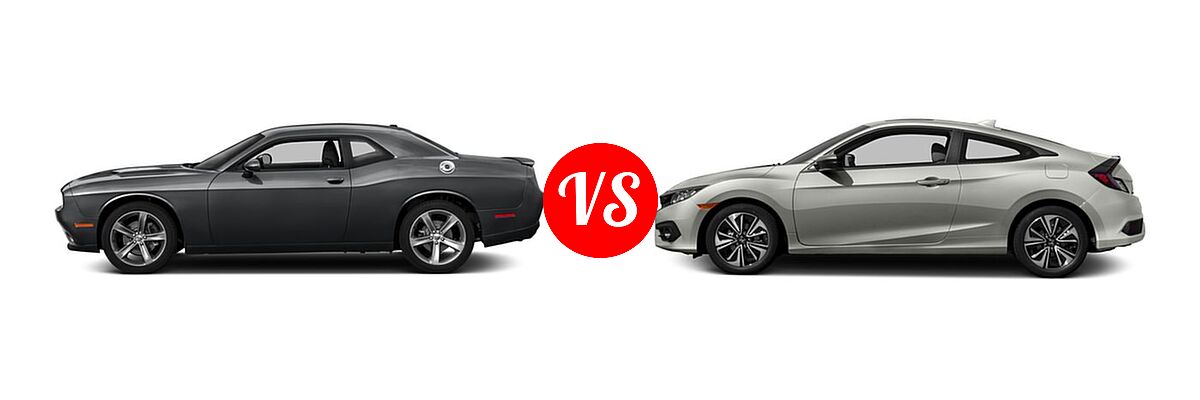 2016 Dodge Challenger Coupe SXT / SXT Plus vs. 2016 Honda Civic Coupe EX-L - Side Comparison