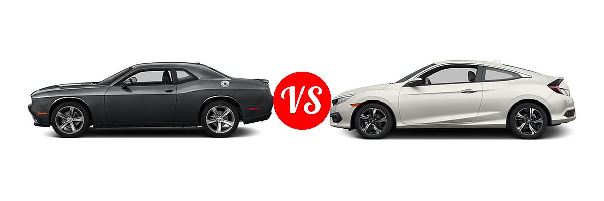 2016 Dodge Challenger Coupe SXT / SXT Plus vs. 2016 Honda Civic Coupe Touring - Side Comparison