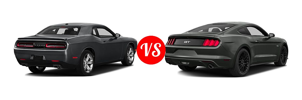 2016 Dodge Challenger Coupe SXT / SXT Plus vs. 2016 Ford Mustang Coupe GT / GT Premium - Rear Right Comparison