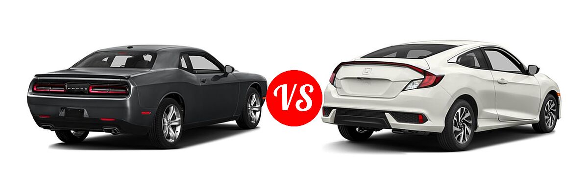 2016 Dodge Challenger Coupe SXT / SXT Plus vs. 2016 Honda Civic Coupe LX - Rear Right Comparison