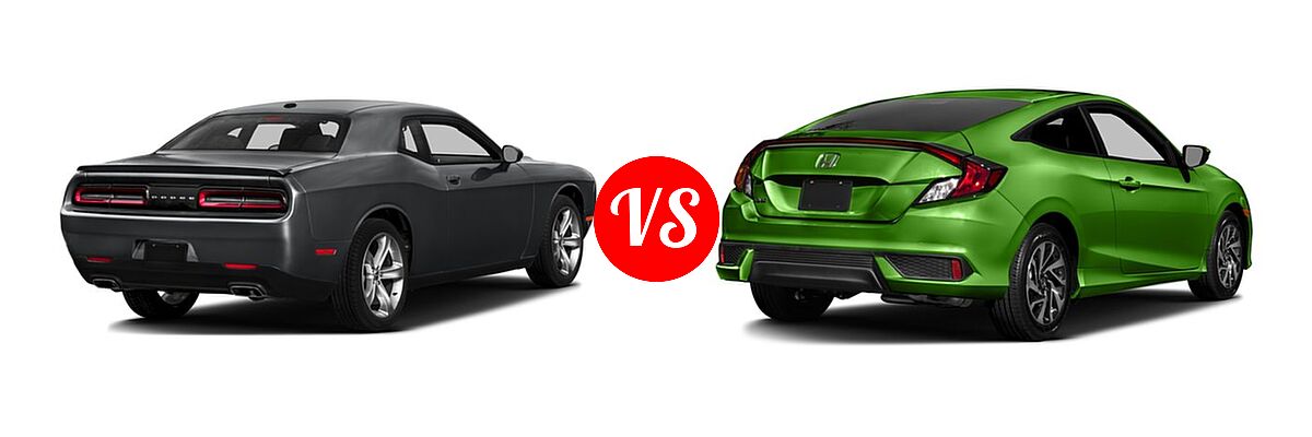 2016 Dodge Challenger Coupe SXT / SXT Plus vs. 2016 Honda Civic Coupe LX-P - Rear Right Comparison