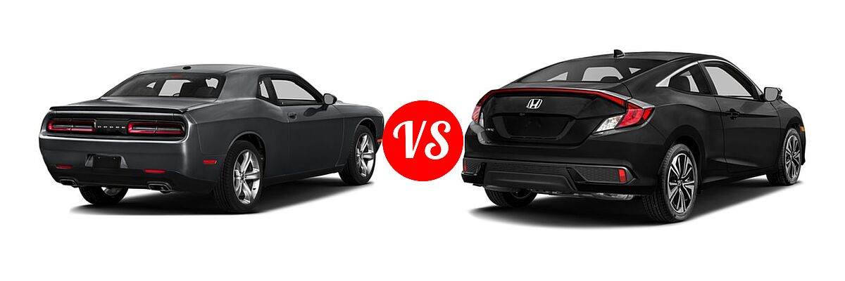 2016 Dodge Challenger Coupe SXT / SXT Plus vs. 2016 Honda Civic Coupe EX-T - Rear Right Comparison