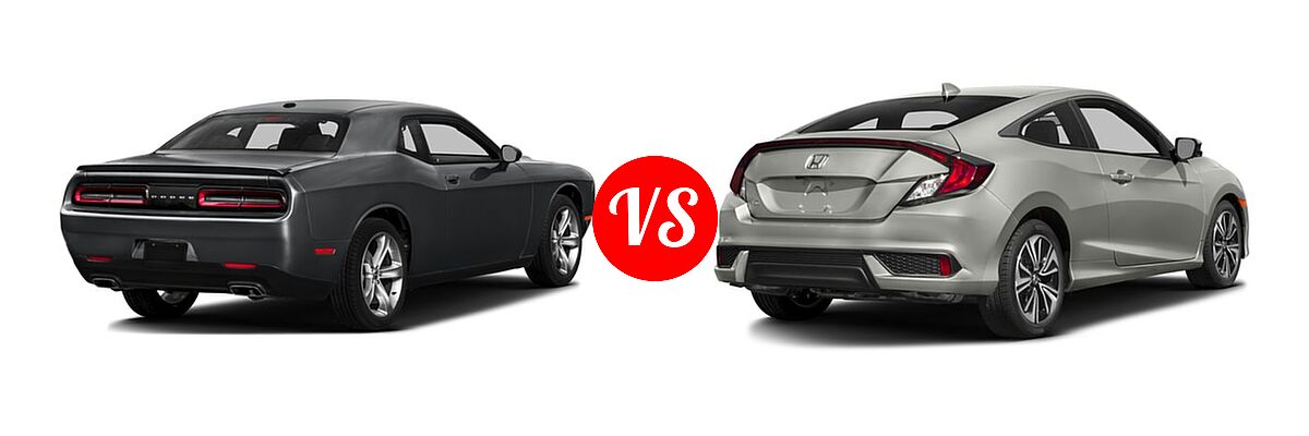2016 Dodge Challenger Coupe SXT / SXT Plus vs. 2016 Honda Civic Coupe EX-L - Rear Right Comparison