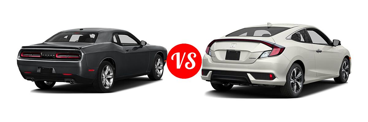 2016 Dodge Challenger Coupe SXT / SXT Plus vs. 2016 Honda Civic Coupe Touring - Rear Right Comparison