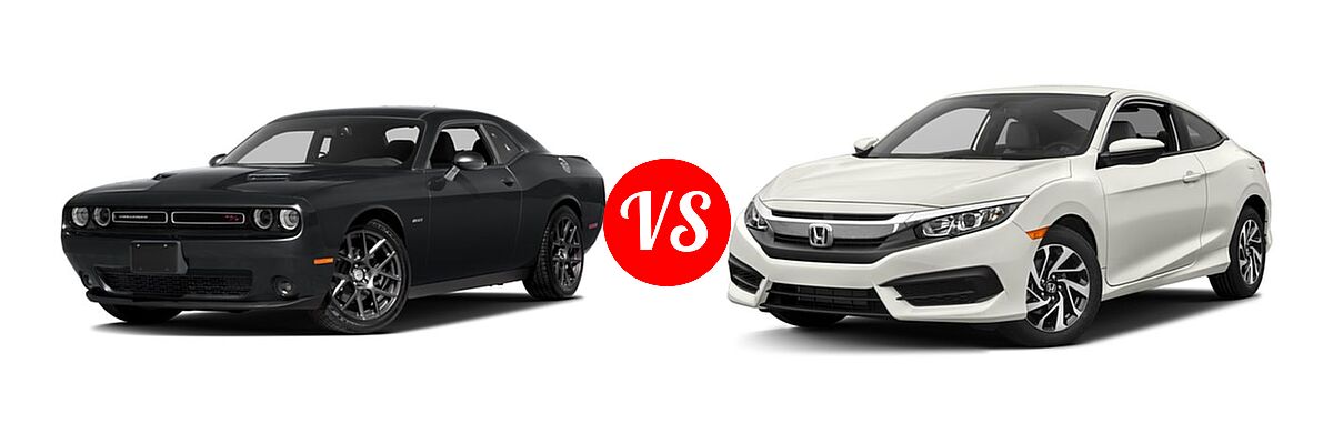 2016 Dodge Challenger Coupe R/T / R/T Plus / R/T Plus Shaker / R/T Shaker vs. 2016 Honda Civic Coupe LX - Front Left Comparison