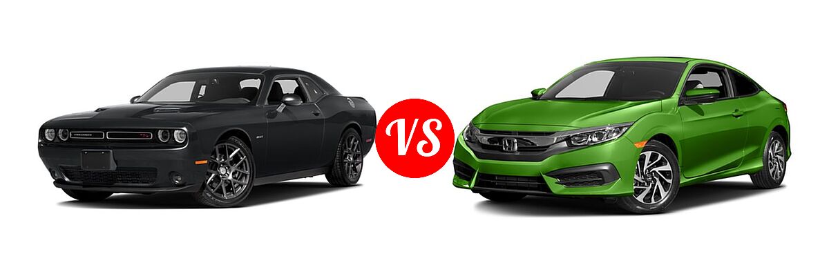 2016 Dodge Challenger Coupe R/T / R/T Plus / R/T Plus Shaker / R/T Shaker vs. 2016 Honda Civic Coupe LX-P - Front Left Comparison