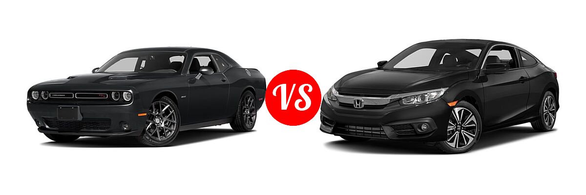 2016 Dodge Challenger Coupe R/T / R/T Plus / R/T Plus Shaker / R/T Shaker vs. 2016 Honda Civic Coupe EX-T - Front Left Comparison