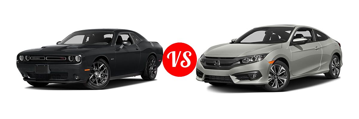 2016 Dodge Challenger Coupe R/T / R/T Plus / R/T Plus Shaker / R/T Shaker vs. 2016 Honda Civic Coupe EX-L - Front Left Comparison