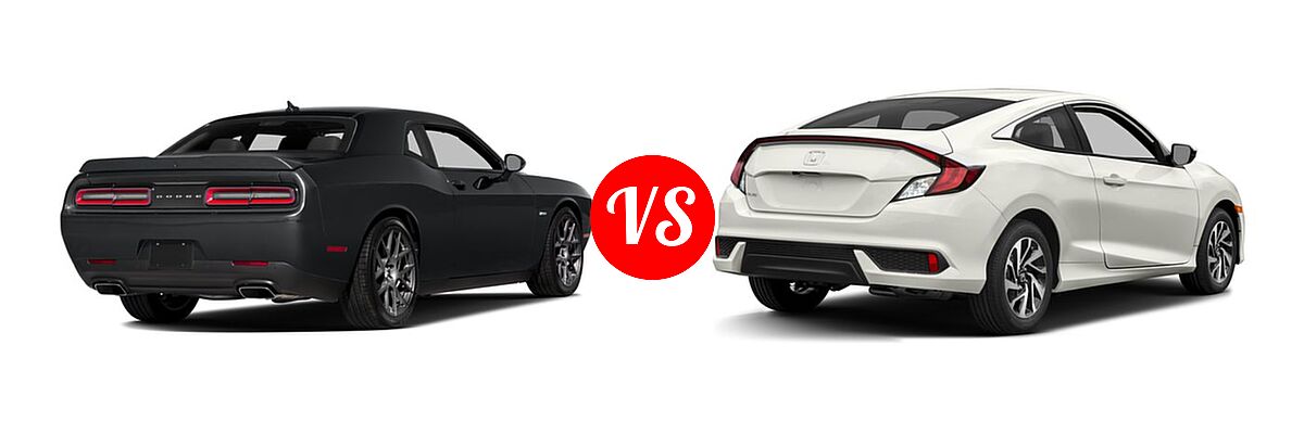 2016 Dodge Challenger Coupe R/T / R/T Plus / R/T Plus Shaker / R/T Shaker vs. 2016 Honda Civic Coupe LX - Rear Right Comparison