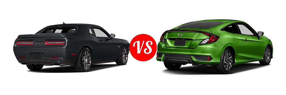 2016 Dodge Challenger Coupe R/T / R/T Plus / R/T Plus Shaker / R/T Shaker vs. 2016 Honda Civic Coupe LX-P - Rear Right Comparison