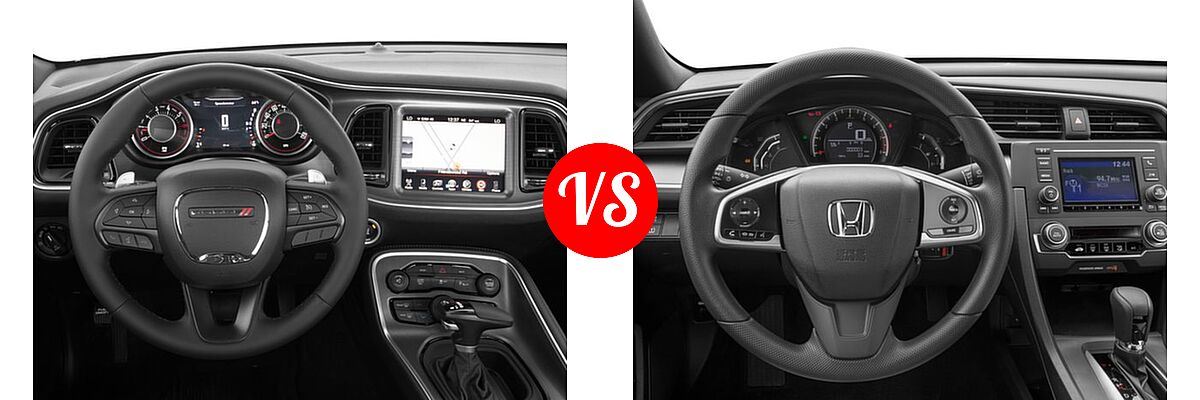 2016 Dodge Challenger Coupe R/T / R/T Plus / R/T Plus Shaker / R/T Shaker vs. 2016 Honda Civic Coupe LX - Dashboard Comparison