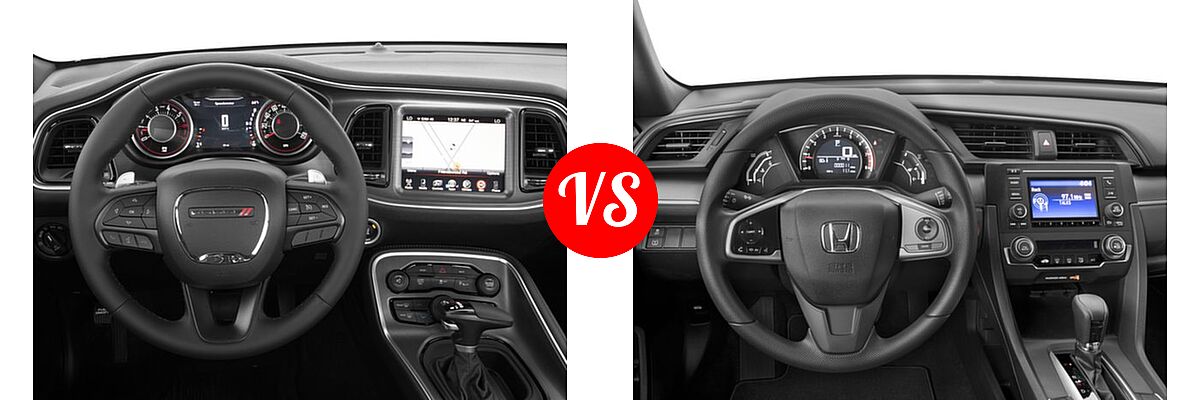 2016 Dodge Challenger Coupe R/T / R/T Plus / R/T Plus Shaker / R/T Shaker vs. 2016 Honda Civic Coupe LX-P - Dashboard Comparison