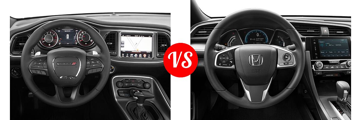 2016 Dodge Challenger Coupe R/T / R/T Plus / R/T Plus Shaker / R/T Shaker vs. 2016 Honda Civic Coupe EX-T - Dashboard Comparison