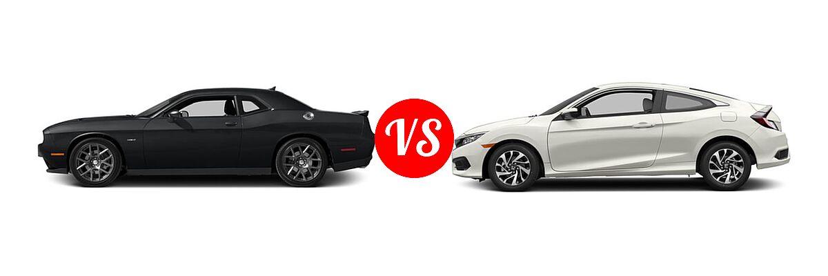 2016 Dodge Challenger Coupe R/T / R/T Plus / R/T Plus Shaker / R/T Shaker vs. 2016 Honda Civic Coupe LX - Side Comparison