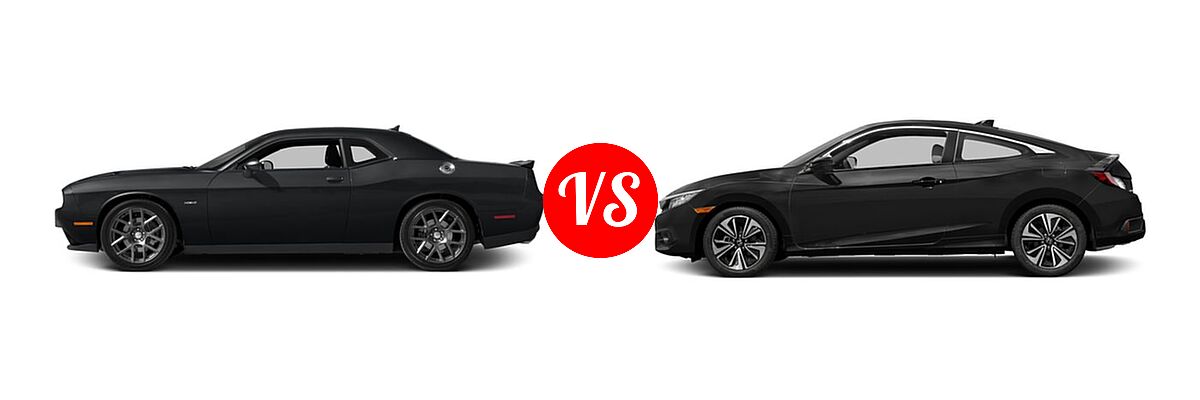 2016 Dodge Challenger Coupe R/T / R/T Plus / R/T Plus Shaker / R/T Shaker vs. 2016 Honda Civic Coupe EX-T - Side Comparison