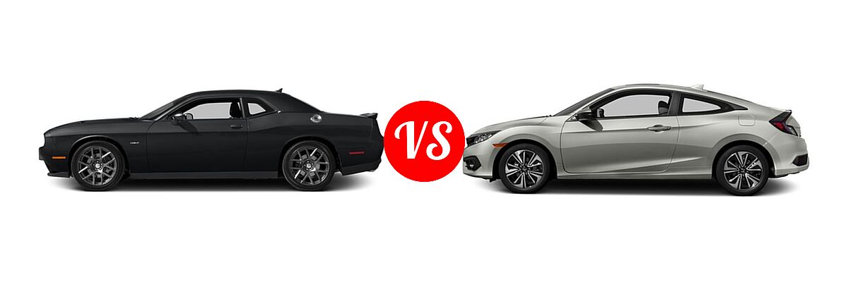 2016 Dodge Challenger Coupe R/T / R/T Plus / R/T Plus Shaker / R/T Shaker vs. 2016 Honda Civic Coupe EX-L - Side Comparison
