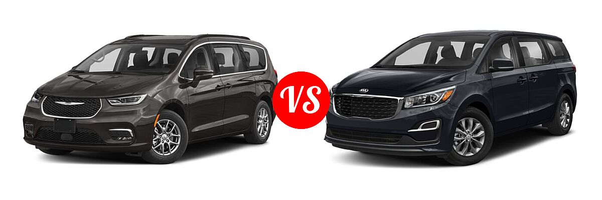 2021 Chrysler Pacifica Minivan Limited / Pinnacle / Touring / Touring L vs. 2021 Kia Sedona Minivan LX - Front Left Comparison