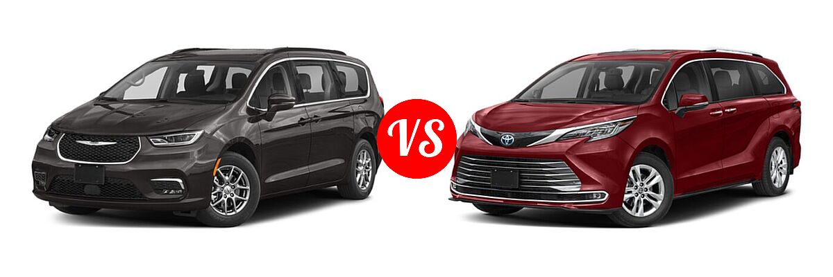 2021 Chrysler Pacifica Minivan Limited / Pinnacle / Touring / Touring L vs. 2021 Toyota Sienna Minivan Hybrid Limited - Front Left Comparison