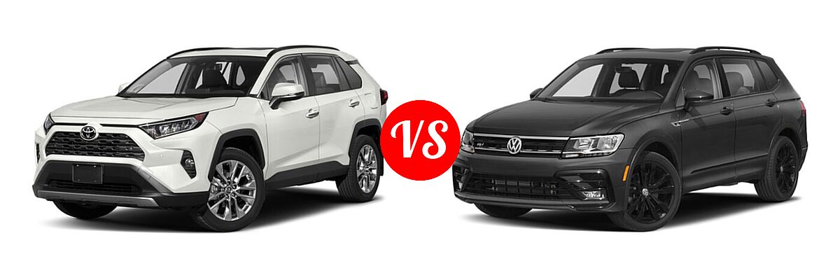 2021 Toyota RAV4 SUV Limited vs. 2021 Volkswagen Tiguan SUV SE R-Line Black - Front Left Comparison