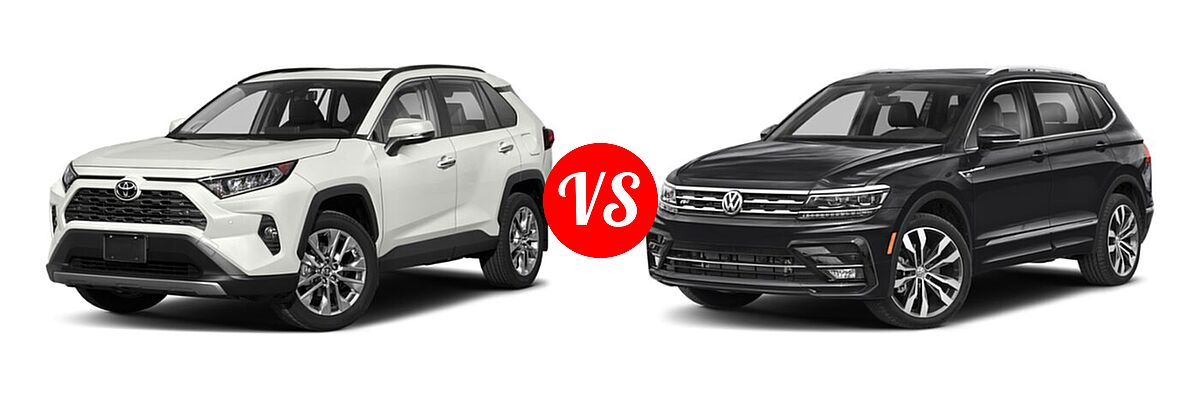 2021 Toyota RAV4 SUV Limited vs. 2021 Volkswagen Tiguan SUV SEL Premium R-Line - Front Left Comparison