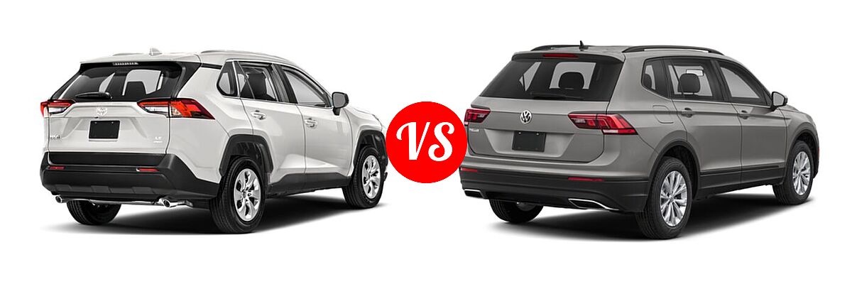 2021 Toyota RAV4 SUV LE vs. 2021 Volkswagen Tiguan SUV S - Rear Right Comparison