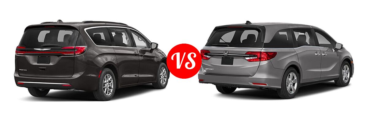 2021 Chrysler Pacifica Minivan Limited / Pinnacle / Touring / Touring L vs. 2021 Honda Odyssey Minivan EX - Rear Right Comparison