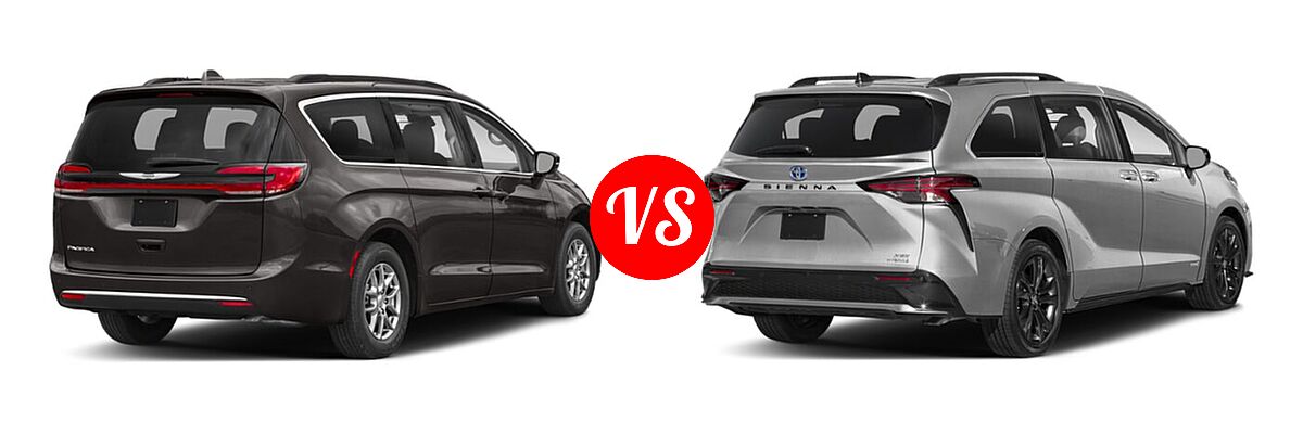 2021 Chrysler Pacifica Minivan Limited / Pinnacle / Touring / Touring L vs. 2021 Toyota Sienna Minivan Hybrid XSE - Rear Right Comparison