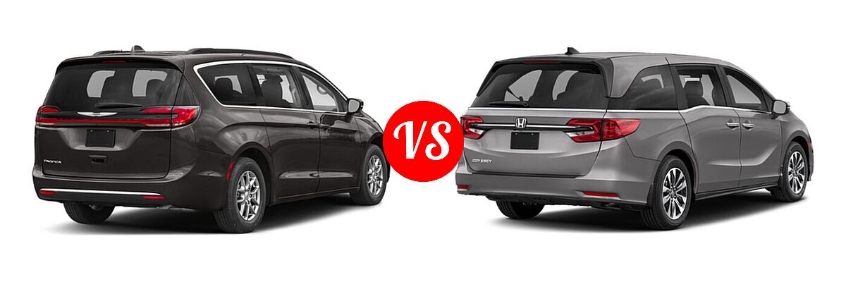 2021 Chrysler Pacifica Minivan Limited / Pinnacle / Touring / Touring L vs. 2021 Honda Odyssey Minivan EX-L - Rear Right Comparison