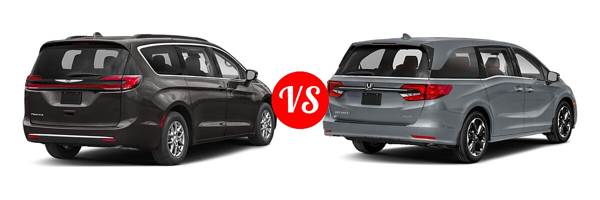 2021 Chrysler Pacifica Minivan Limited / Pinnacle / Touring / Touring L vs. 2021 Honda Odyssey Minivan Elite - Rear Right Comparison