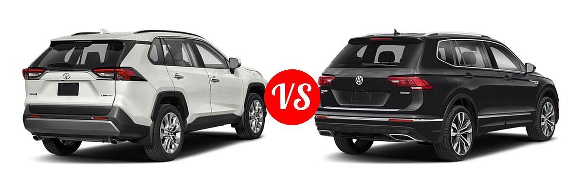 2021 Toyota RAV4 SUV Limited vs. 2021 Volkswagen Tiguan SUV SEL Premium R-Line - Rear Right Comparison