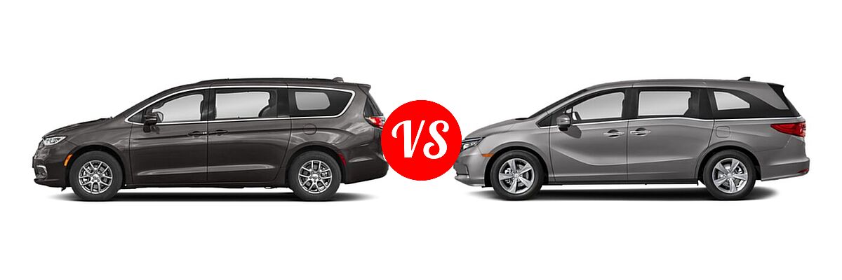 2021 Chrysler Pacifica Minivan Limited / Pinnacle / Touring / Touring L vs. 2021 Honda Odyssey Minivan EX - Side Comparison
