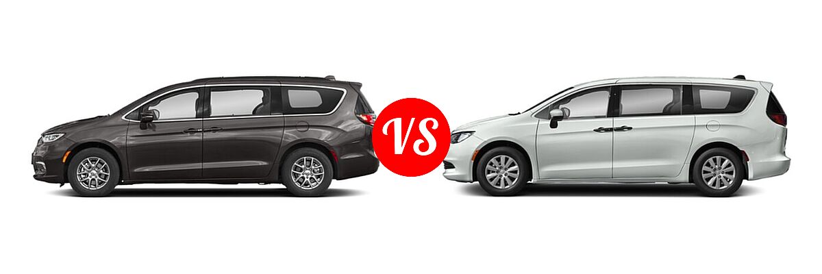 2021 Chrysler Pacifica Minivan Limited / Pinnacle / Touring / Touring L vs. 2021 Chrysler Voyager Minivan L / LX - Side Comparison