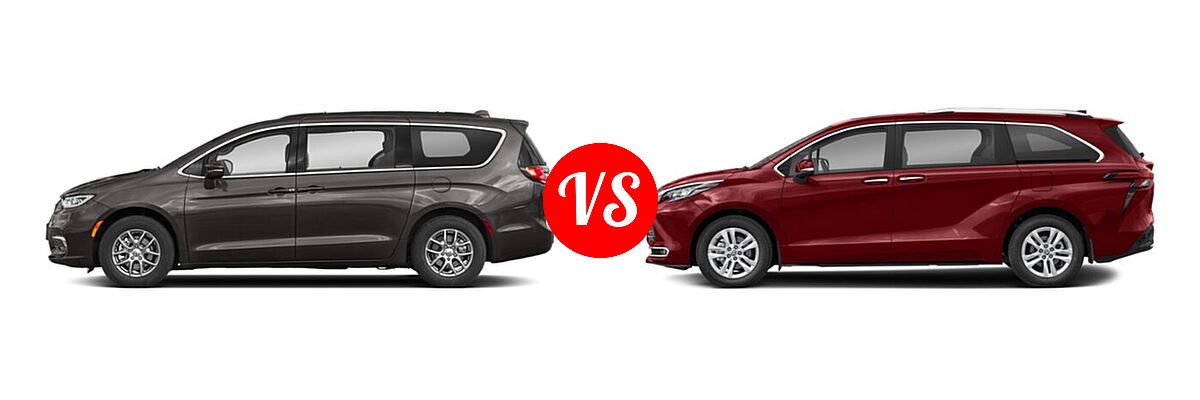 2021 Chrysler Pacifica Minivan Limited / Pinnacle / Touring / Touring L vs. 2021 Toyota Sienna Minivan Hybrid Limited - Side Comparison
