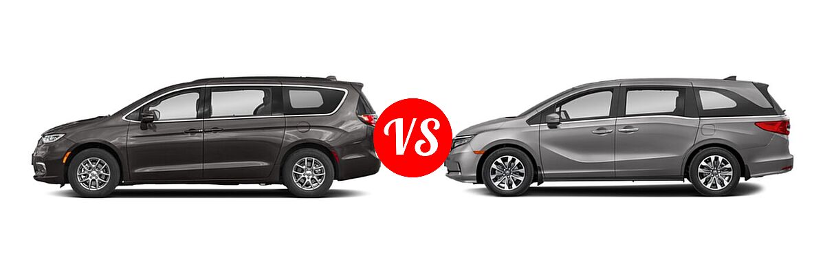 2021 Chrysler Pacifica Minivan Limited / Pinnacle / Touring / Touring L vs. 2021 Honda Odyssey Minivan EX-L - Side Comparison