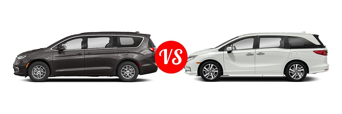 2021 Chrysler Pacifica Minivan Limited / Pinnacle / Touring / Touring L vs. 2021 Honda Odyssey Minivan Touring - Side Comparison