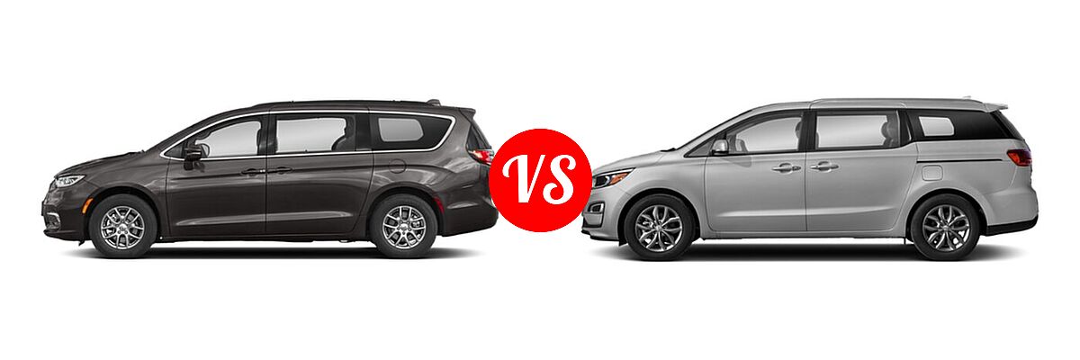 2021 Chrysler Pacifica Minivan Limited / Pinnacle / Touring / Touring L vs. 2021 Kia Sedona Minivan EX - Side Comparison